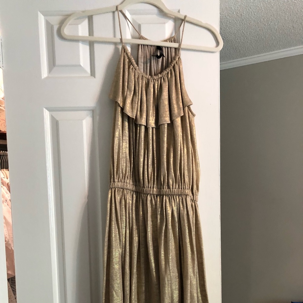 TIBI gold linen dress S